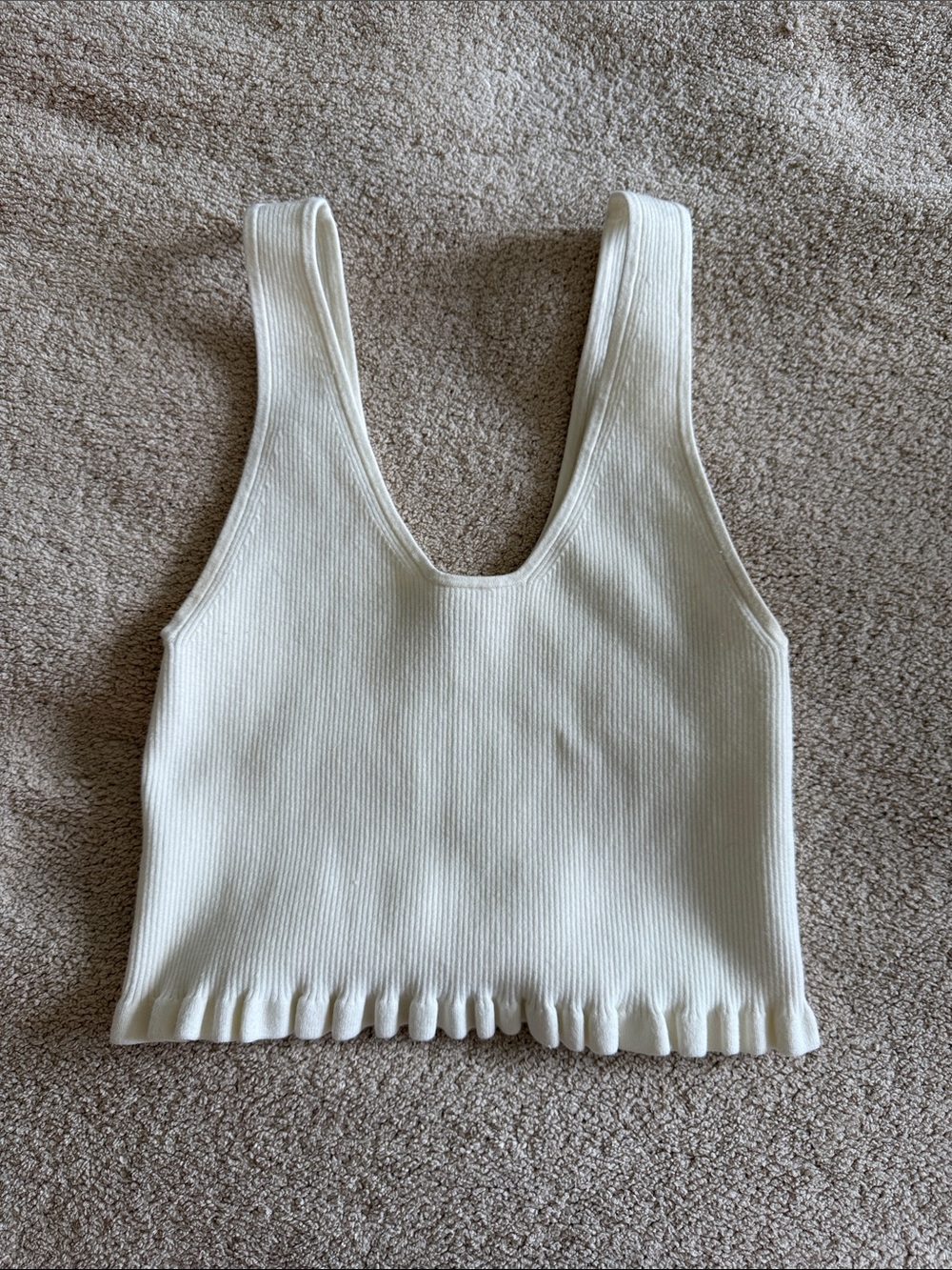 Wilfred Cream Ribbed Scoop Crop Tank